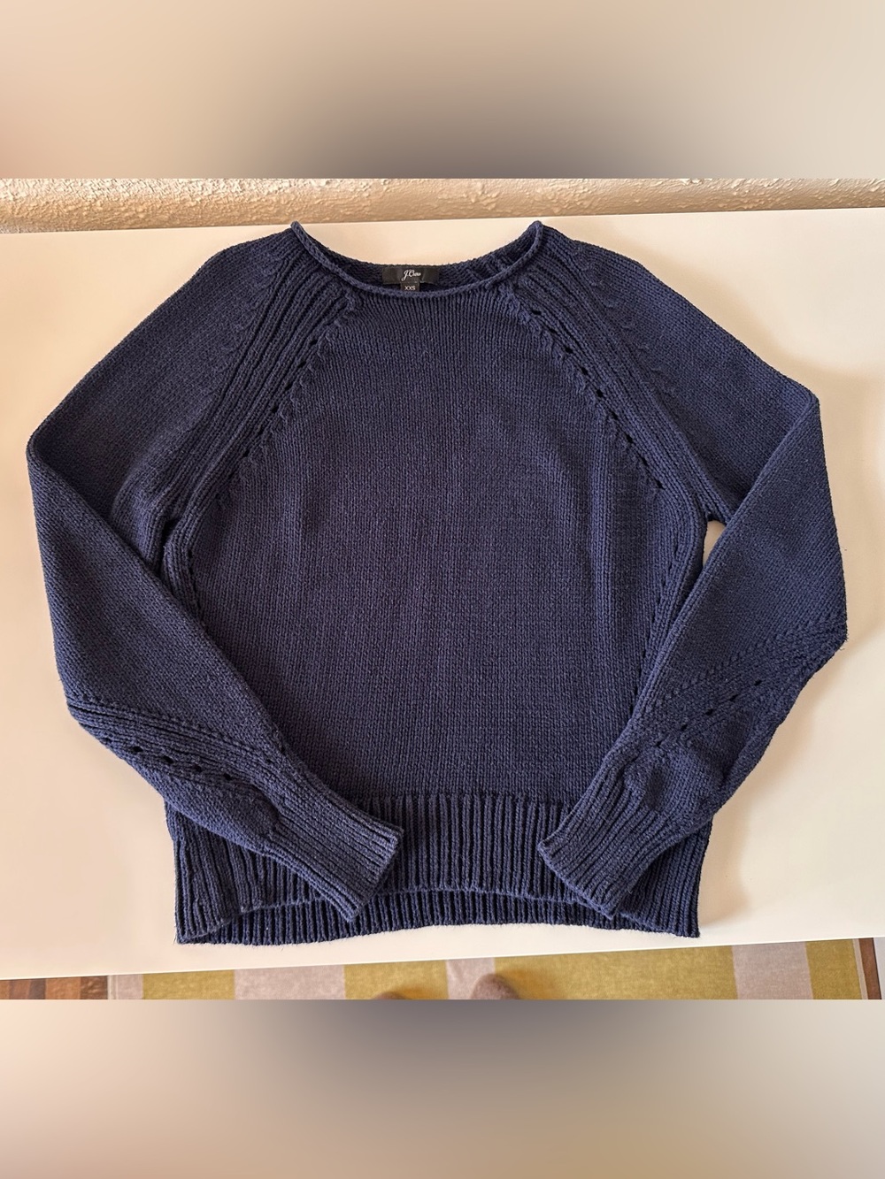 J. Crew Navy Cotton Crew Neck Sweater - Size XXS